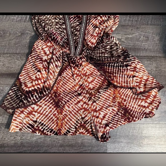 American Rag CIE Romper XL One Piece Pockets Ikat Boho Hippie Spring Summer - Picture 4 of 9